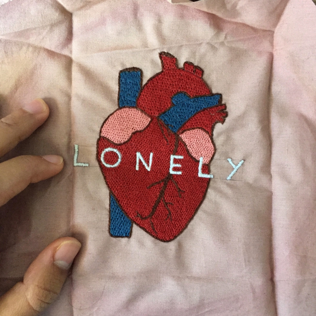 Lonely heart embroidery, 2018. Photo by Ivanova Anjani